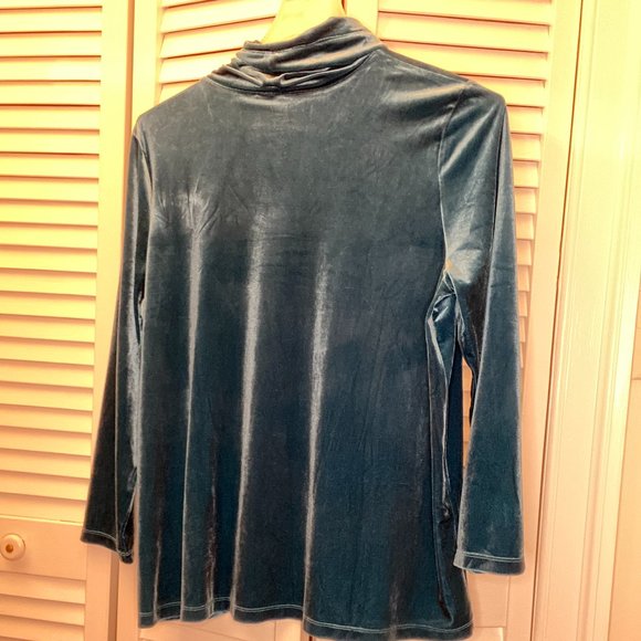 TOG blue velvet long sleeve turtle neck top,PL - Picture 2 of 6